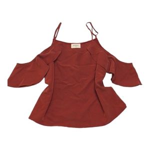 Everly Rustic Brown Cold Shoulder Top